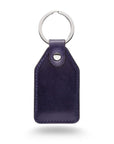 Rectangular leather key fob, navy, front