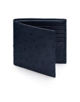 RFID wallet in ostrich leather, navy, front