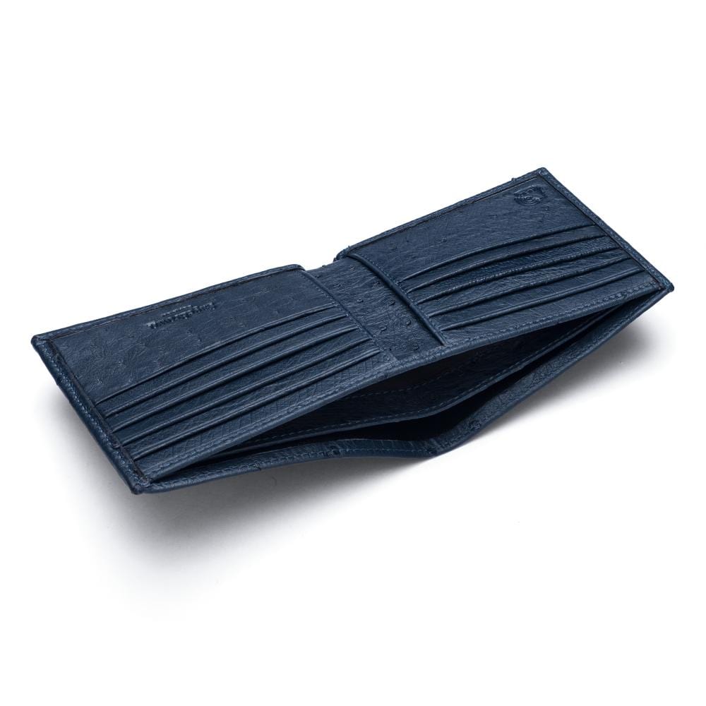 RFID wallet in ostrich leather, navy, inside