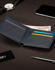 RFID wallet in ostrich leather, navy, lifestyle