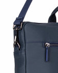 Slim Leather Laptop Bag for 15-inch Laptops, navy, strap