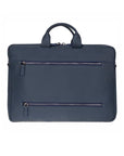 Slim Leather Laptop Bag for 15-inch Laptops, navy, back