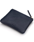 Small leather makeup bag, navy, back