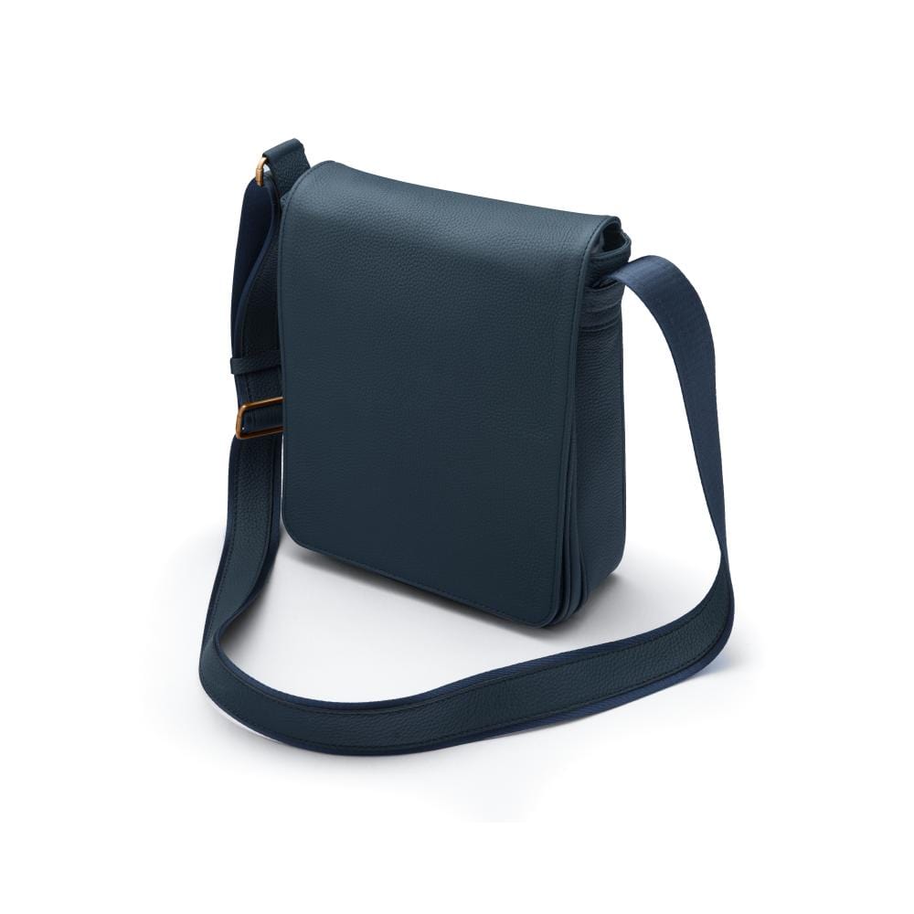 Small Leather Messenger Bag, Navy Men's Bags SageBrown