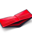 Men's bridle hide wallet, navy with red, inside