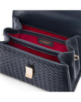 Woven leather Sabrina bag, navy, inside