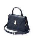 Woven leather Sabrina bag, navy, side