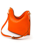 Carol Ann slouchy leather shoulder bag, orange, with detachable shoulder strap