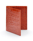 Premium Slim RFID Leather Credit Card Wallet, Orange Croc Effect, front