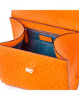 Real ostrich Morgan bag, orange, inside