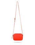Ivy woven camera bag, orange, with long strap