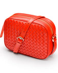 Ivy woven camera bag, orange, front