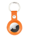 Leather air tag holder, orange, front
