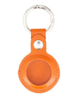 Leather air tag holder, orange, front view