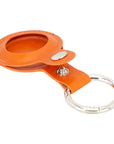 Leather air tag holder, orange, side