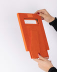 Luxury leather frame, orange, with sliding back