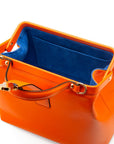Mini leather Gladstone bag, orange, open