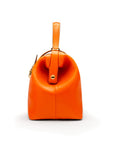 Mini leather Gladstone bag, orange, side