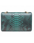 Mila Genuine Python Leather Crossbody & Shoulder Bag, Petrol Green, back