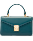 Maya top handle bag, petrol green, front