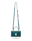 Maya top handle bag, petrol green, with shoulder strap