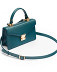 Maya top handle bag, petrol green, side