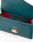 Maya top handle bag, petrol green, inside