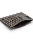Flat woven leather card holder, pewter, inside
