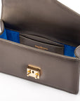 Maya top handle bag, pewter, inside
