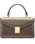 Maya top handle bag, pewter, front