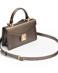 Maya top handle bag, pewter, side