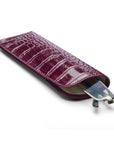 Large Leather Glasses Case - Pink Croc Effect