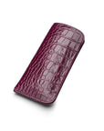 Large Leather Glasses Case - Pink Croc Effect
