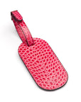 Leather luggage tag, pink croc, back