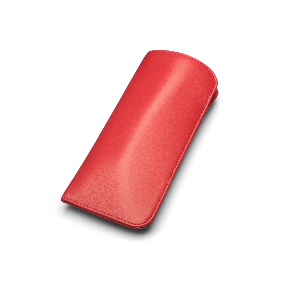 Large leather glasses case, soft pink, front