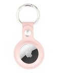 Leather air tag holder, pink, front