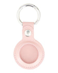 Leather air tag holder, pink, front