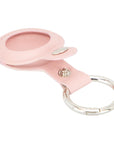 Leather air tag holder, pink, side