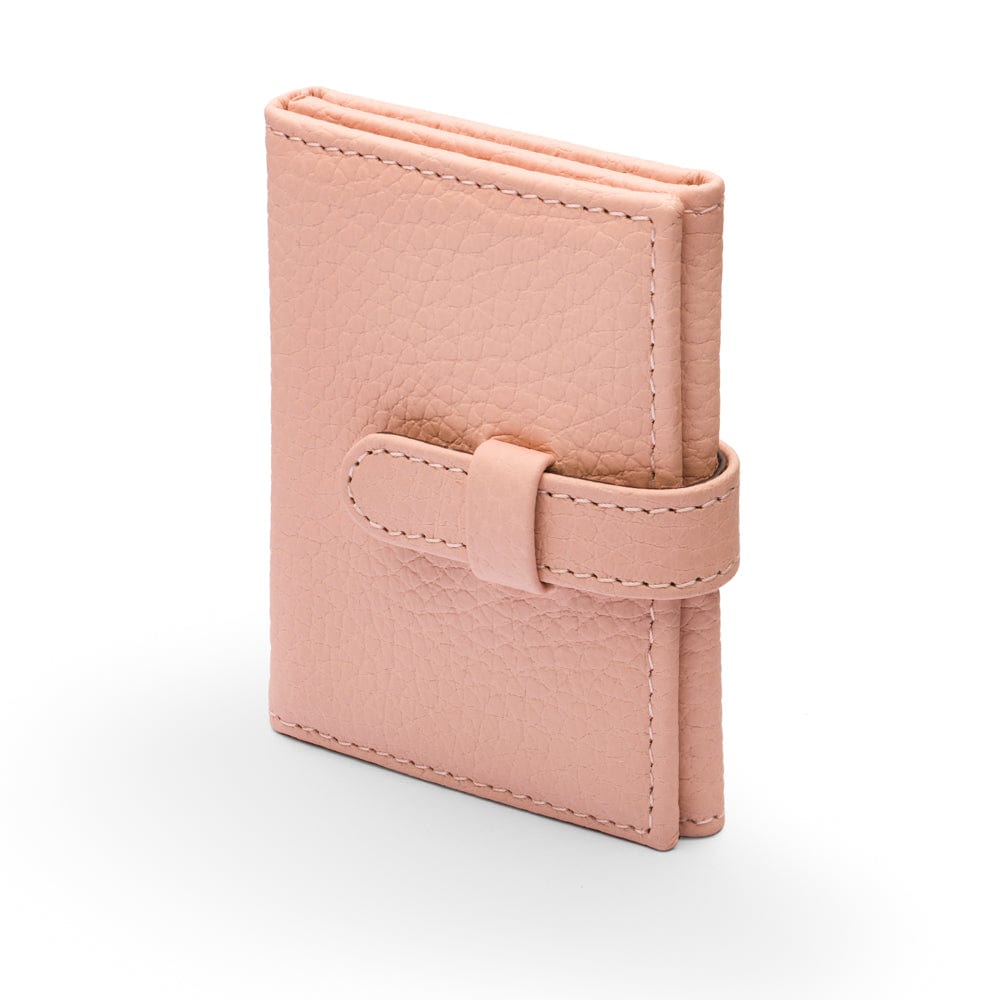 Mini leather trifold photo frame, pink, 60 x 40mm, side