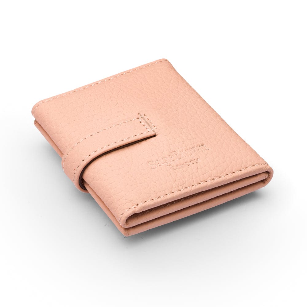Mini leather trifold photo frame, pink, 60 x 40mm, back
