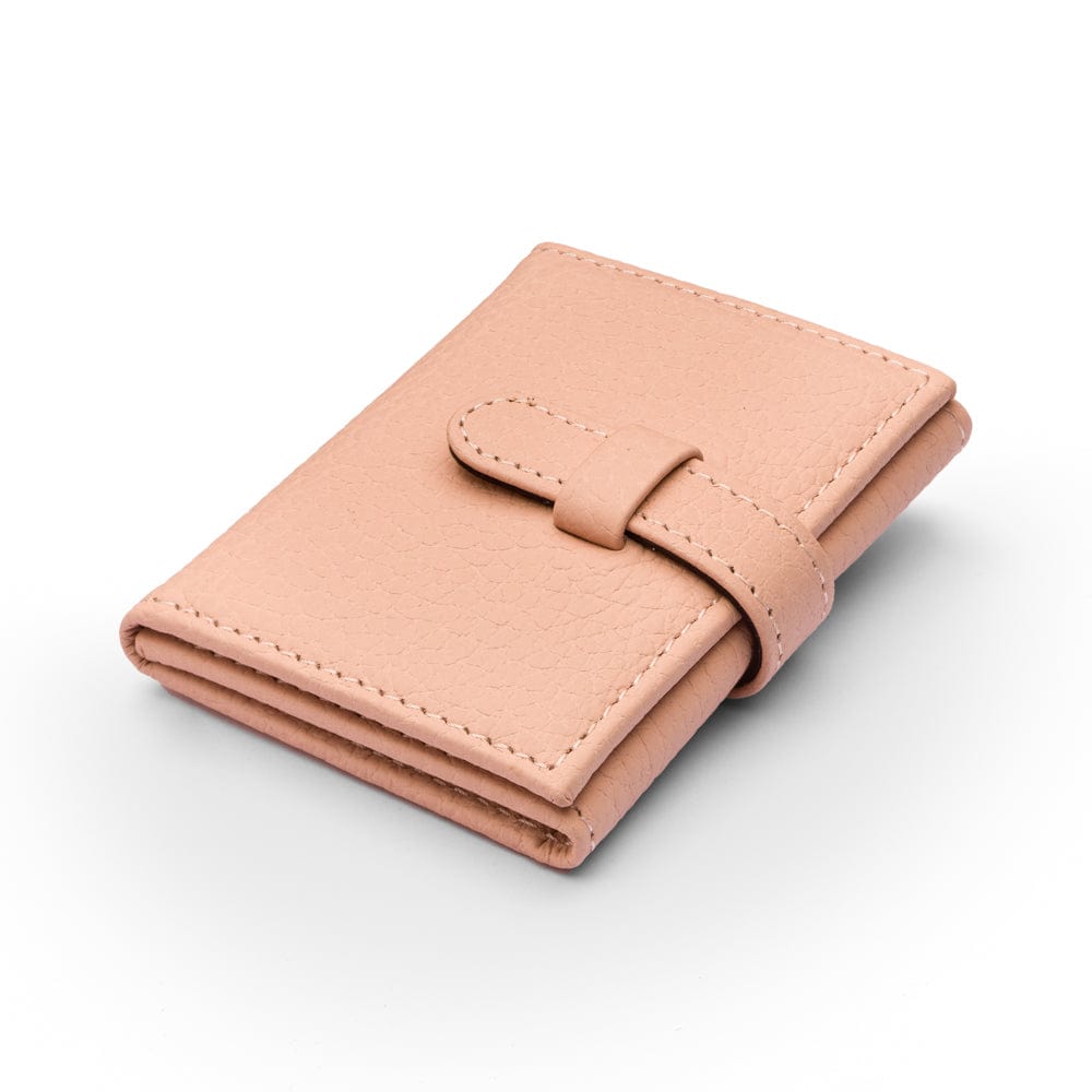 Mini leather trifold photo frame, pink, 60 x 40mm, front