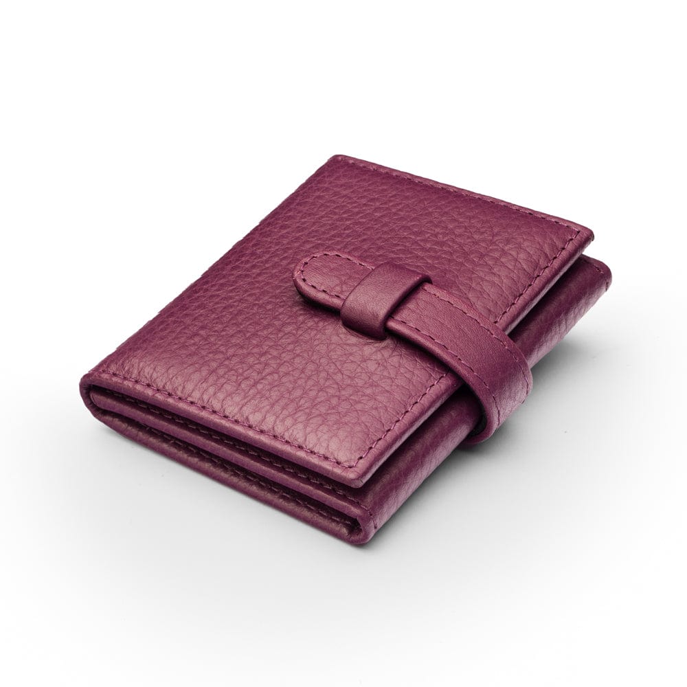 Mini leather trifold photo frame, purple, 60 x 40mm, front