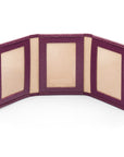 Mini leather trifold photo frame, purple, 60 x 40mm, inside