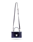 Luxury Leather Maya Top Handle Crossbody Bag, Purple Patent Croc, with long shoulder strap