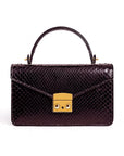 Real python Maya bag, deep purple, front