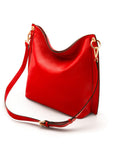 Carol Ann slouchy leather shoulder bag, red, with shoulder strap