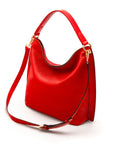 Carol Ann slouchy leather shoulder bag, red, with both straps