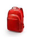 Men's leather 15" laptop backpack, red croc-effect, side