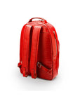 Men's leather 15" laptop backpack, red croc-effect, back side view