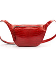Leather Bum Bag For Men - Red Croc Effect